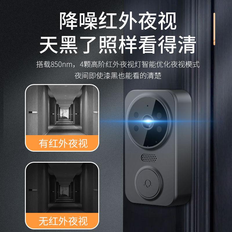 用线可视ONB门铃带显示屏门口对讲家视醒频无需Wi无Fi提器摄像头