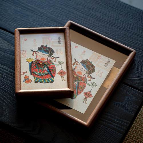 新中式官赐福装摆画摆件禅意饰茶C09501室桌面实木相框天台小场景