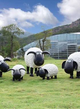 网观红户外卡LXY通卷毛羊玻璃钢区塑园林景小品摆件公雕园小草坪