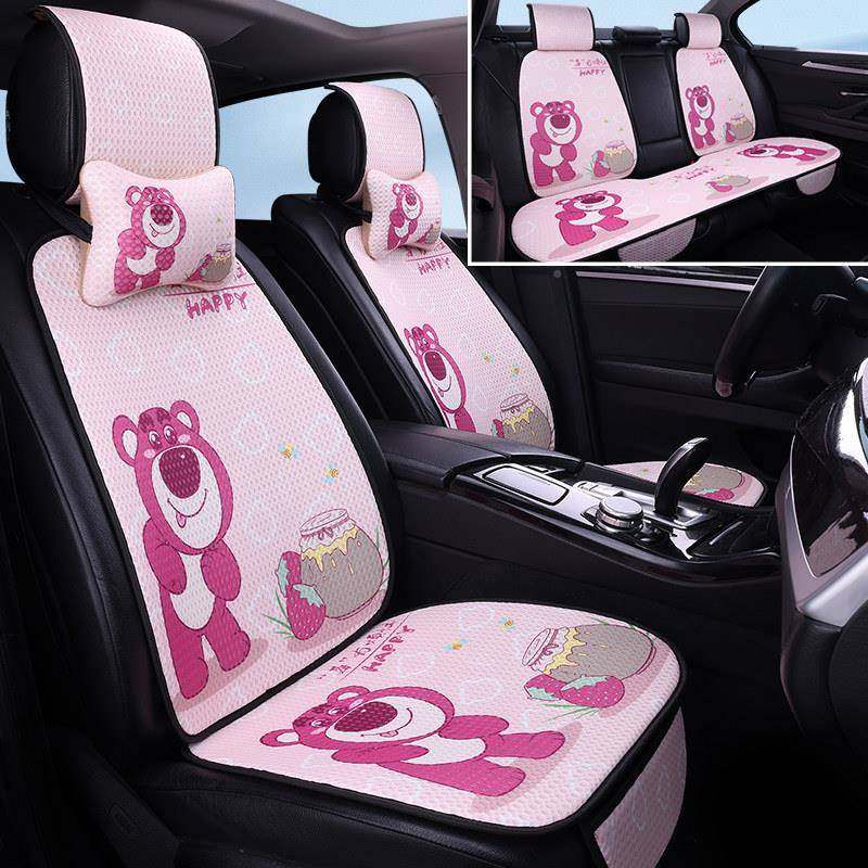 汽车8648坐垫四季通用蜂窝小蛮腰透气夏红季垫卡通可爱网防女神滑