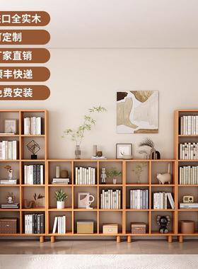 实木书柜学生家由用31970整墙自组合书架客厅落格室地置物柜卧收