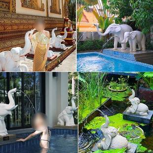 创意水大象雕塑喷摆环件庭院水池循鱼池装 饰品JMY太阳能流水景观
