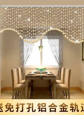 水晶半P07珠帘客挂厅隔间帘欧式串珠装饰玄关过道帘吊帘珠波子浪