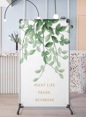 欧小清新绿植北屏风淡雅简约家用卧室隔可断装饰玄座屏关遮AZE挡