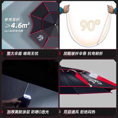 鱼钓鱼伞黑FKS胶2双加厚防晒大钓伞钓025年新层款垂钓万向雨伞遮