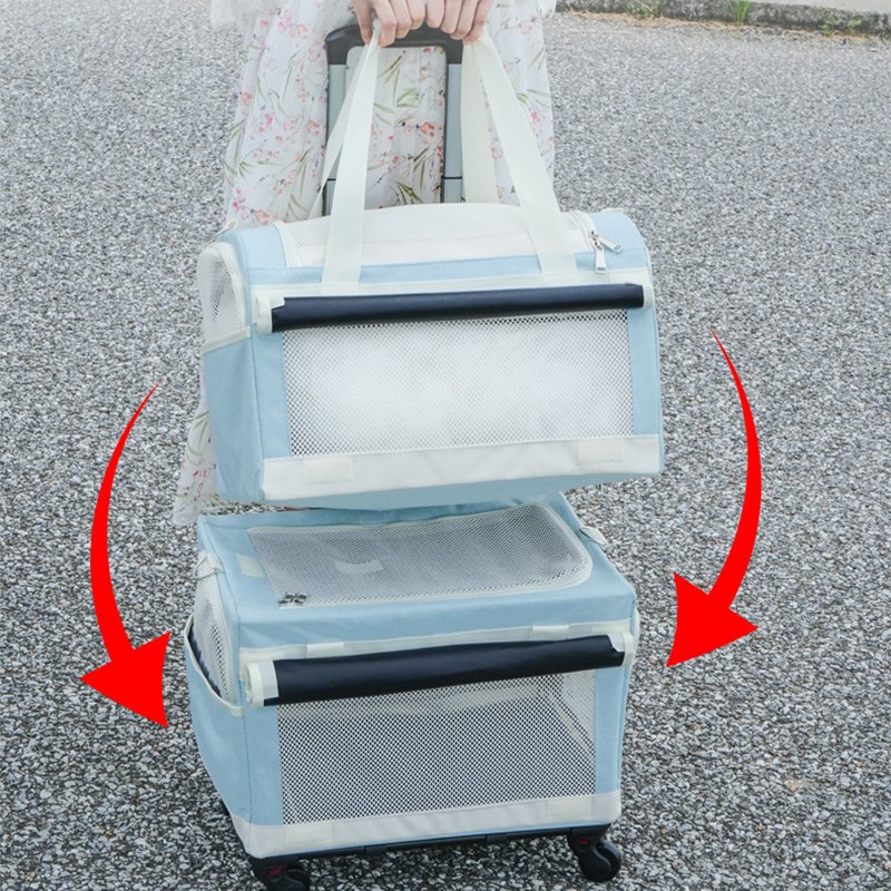 宠物双层包猫咪拉杆箱猫包外出便携透气行李箱狗狗推车大空间笼子