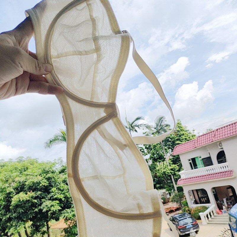 2025夏季新款内衣超薄抹胸无肩带透明J蕾丝网纱防滑抹胸式软钢圈