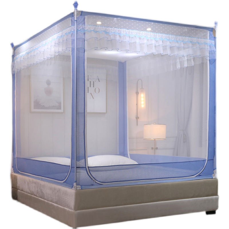 儿童防摔蚊帐1.8m床家用加密加厚防宝宝掉床1.5m床坐床式有底纹帐