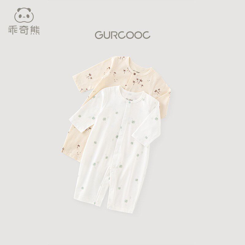 乖奇熊男女宝宝连体衣春夏季长袖空调服婴儿无骨哈衣爬服薄款