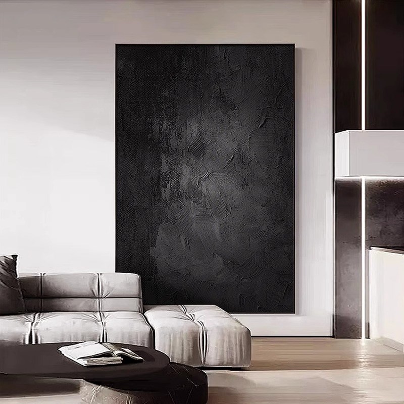 黑色肌理客厅挂画落地画高级感沙发背景墙装饰画抽象艺术玄关挂画