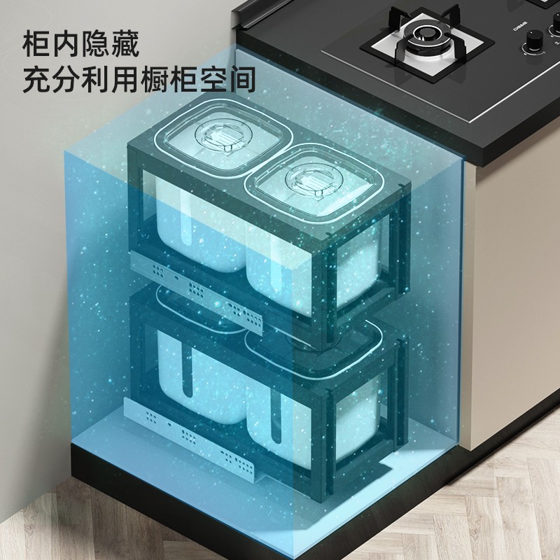 凯斯宝玛橱柜嵌入式米箱铝合金厨房家用抽屉式米面箱米桶米柜拉篮