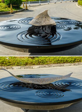 酒店大堂大型落地摆件水波纹玻璃钢雕塑售楼处大厅艺术装置装饰品