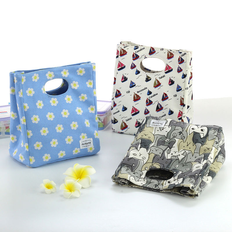 时尚手拎午餐小袋子帆布学生便当男小号饭盒袋手提包韩Z版清新简