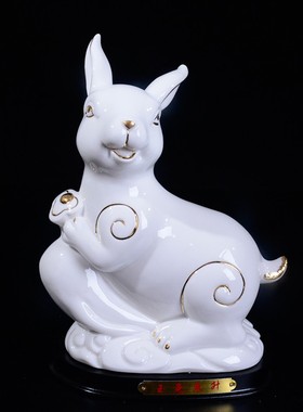 招财陶瓷狗摆件鼠牛虎兔龙蛇马羊猴鸡猪工艺品家居饰品12生肖摆设