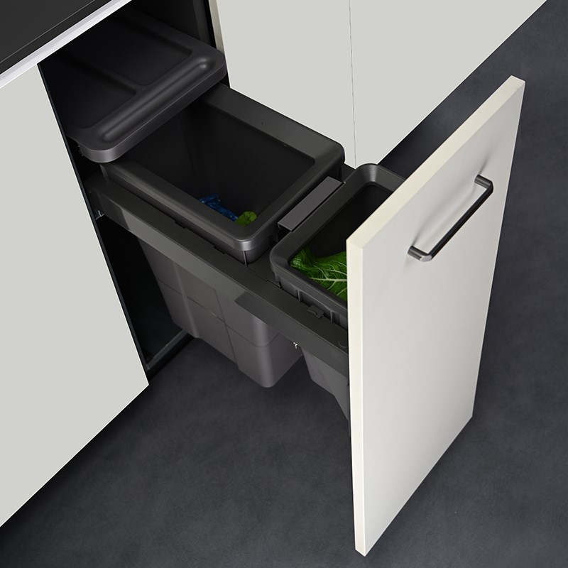 厨房橱柜嵌入式垃圾桶内嵌式带盖暗装隐形内置双桶分类阻阻抽屉式