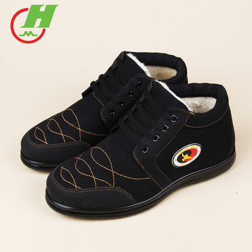 红棉太极鞋加厚帆布男女加绒冬季太极棉鞋皮革拼接武术练功功夫鞋