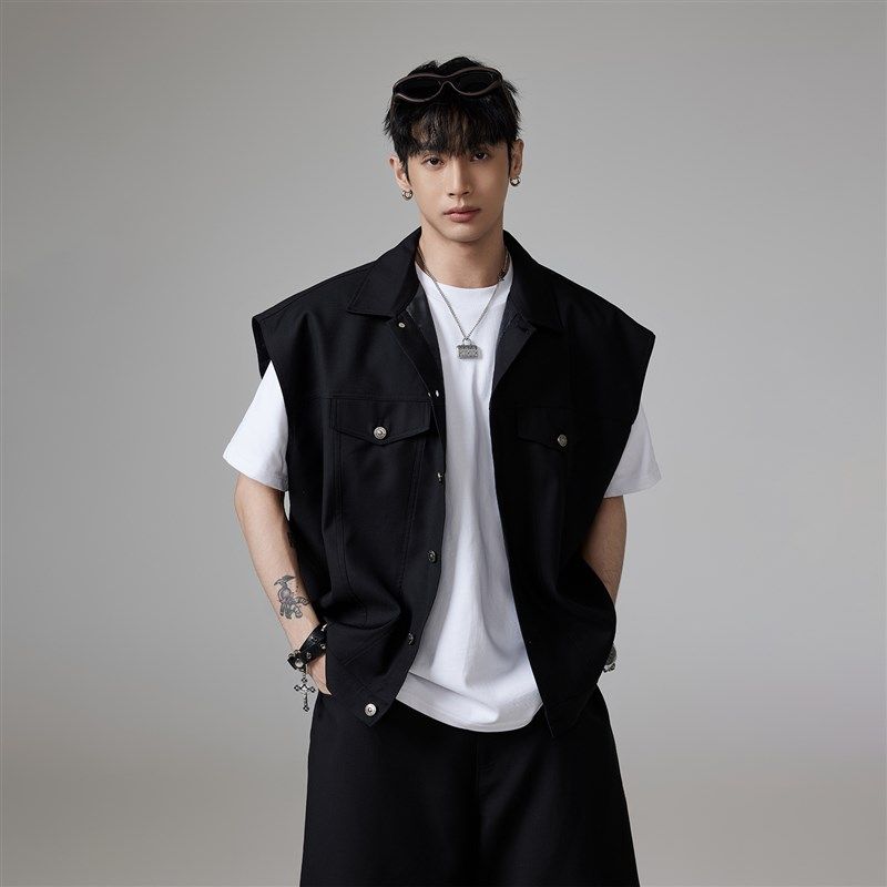 INSOMNIA失眠者夏季设计感高级廓形工装宽松坎肩马甲五分裤套装男,男装,时尚套装,淘宝优惠券,粉丝福利购,淘宝优惠卷