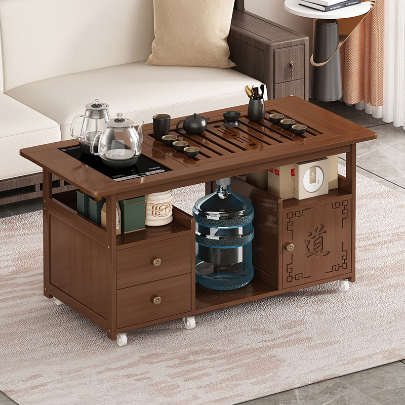移动茶几小户型茶台家用新中式茶桌客厅沙发边几多功能茶吧机角几