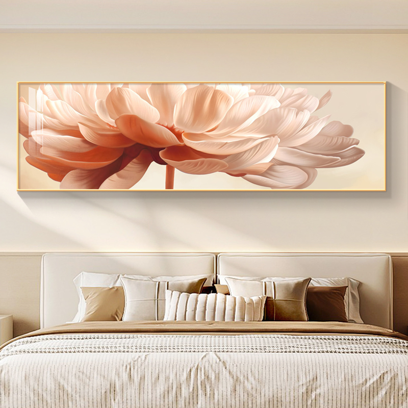 奶油风卧室床头装饰画现代简约花卉高级感主卧夫妻房间牡丹花挂画