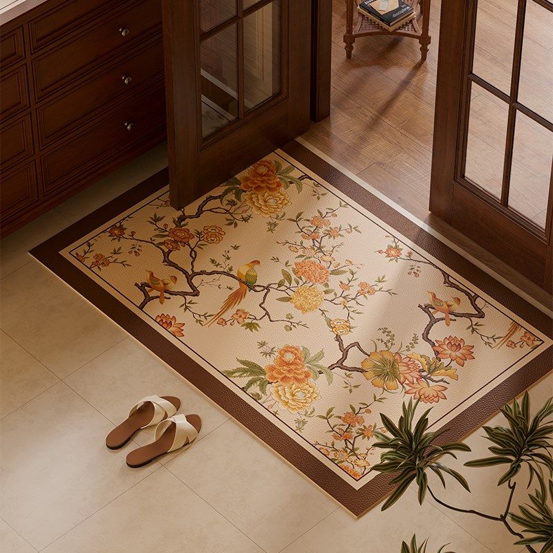艾薇庄园美式新年玄关入户门地垫进门地毯防滑耐磨高级感皮革脚垫