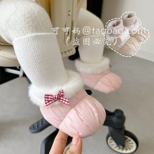 不掉0 9个月宝宝保暖男女新生儿袜鞋 1岁软底加绒防水棉鞋 冬季