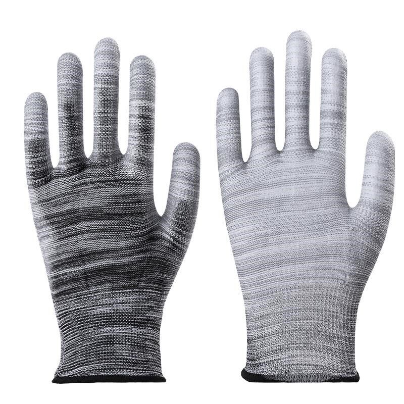 1200双薄款白尼龙PU涂指手套涂胶浸胶涂掌电子无尘防静电劳保手套