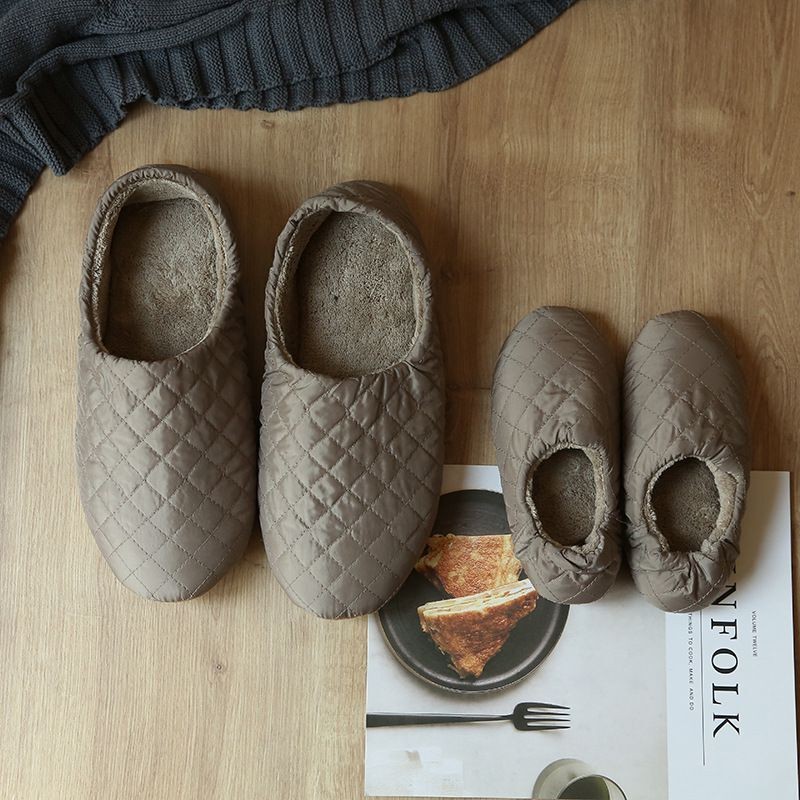 亲子冬季棉拖鞋女包跟保暖室内包脚木地板静音软底月子鞋家用男士