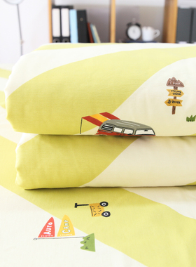 条纹小汽车100纯棉被套单件150x200学生宿舍单人1.5米200x230公寓