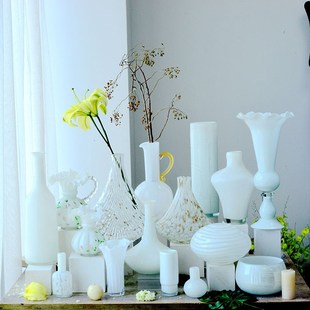 现代白色手工玻璃瓶客厅电视柜中式 饰餐桌玄关器 装