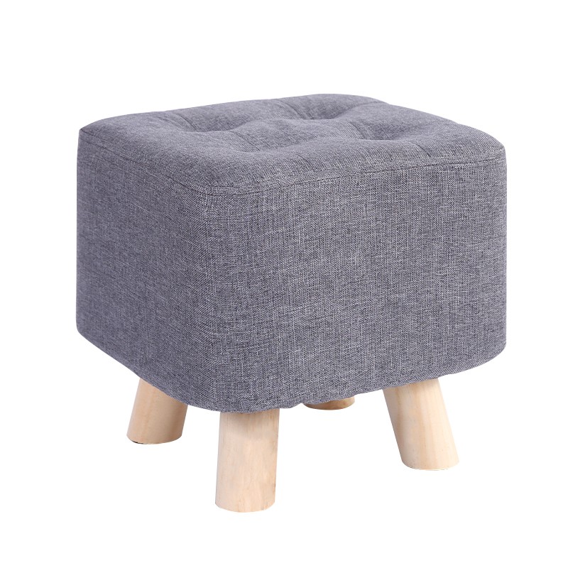 布艺小家用实木矮凳创意可爱椅子客厅板凳茶几凳现代方凳