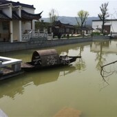 木船渔船实木仿旧复古手划乌篷船水上观光旅游景观装 饰单蓬餐饮船