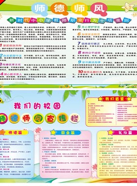 师德师风公告栏 幼儿园学校宣传栏海报 单位布置校园贴画标语挂图