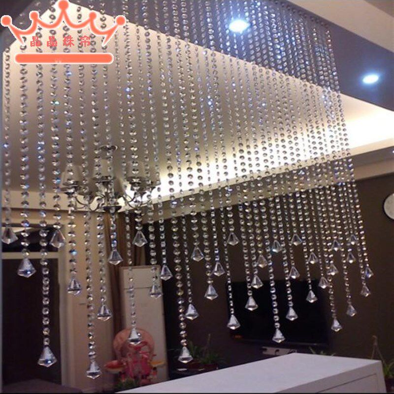 水晶八角珠帘隔断玄关工程酒x店挂帘垂帘婚庆引路帘子成品珠帘