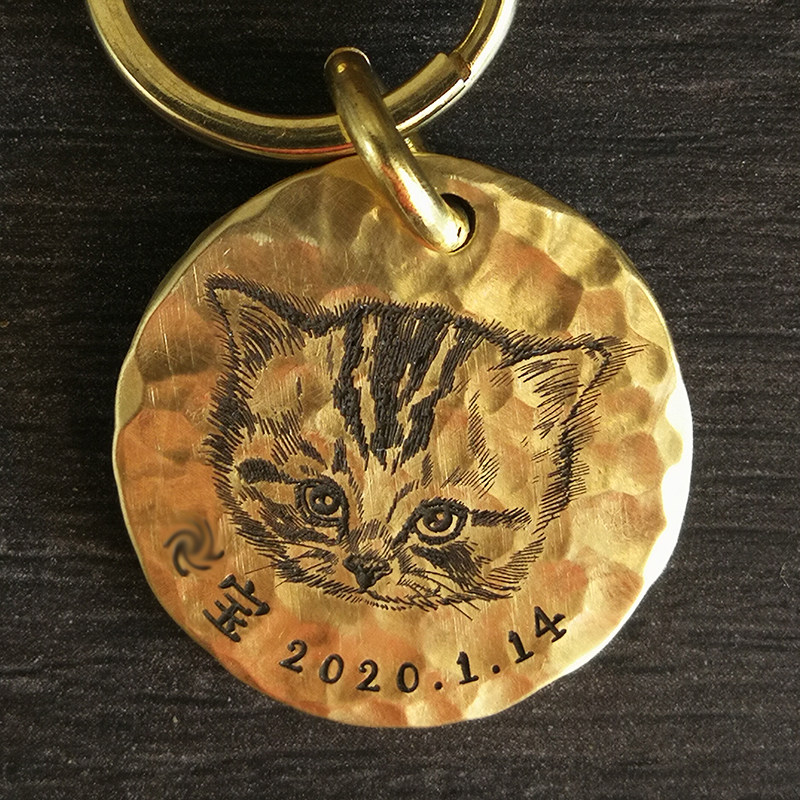 猫咪狗狗宠物身份牌防丢纪念挂件免费设计个性定制手工铜铭牌深刻