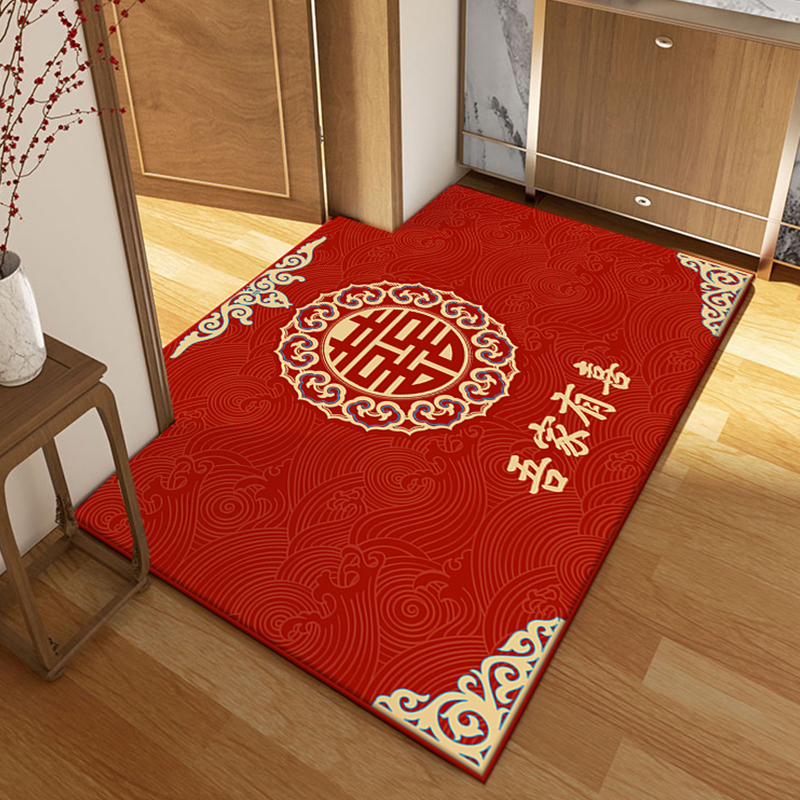 结婚地垫红色入户门垫喜庆脚垫门垫进门地毯喜字婚房布置门口喜垫