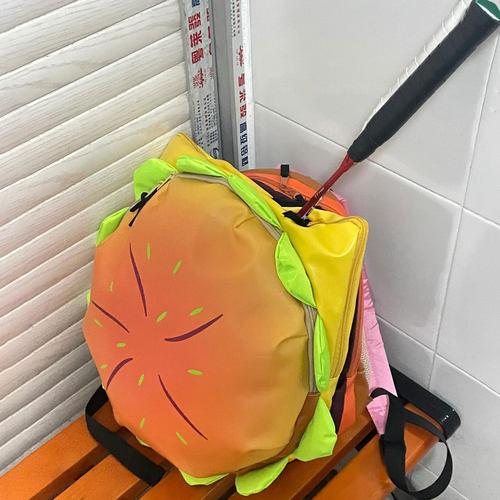 羽毛球包包双肩女款网球包高颜值女款可爱汉堡R包背包大容量收纳