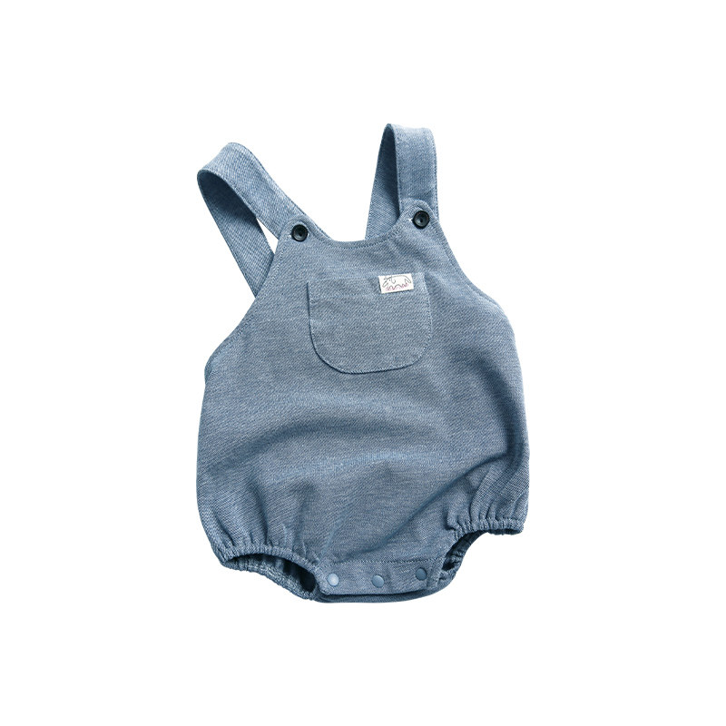 婴儿包屁衣棉f质仿牛仔宝宝三角哈衣可爱超萌连体衣夏薄款背带裤