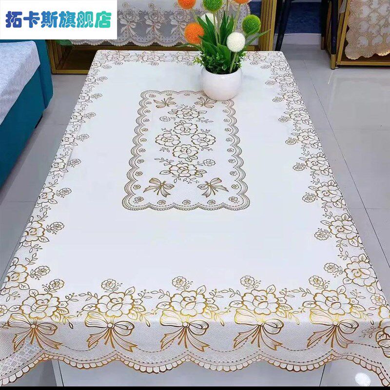 烫金欧式桌布PVC防p水防滑防烫防油免洗桌垫长方形餐桌茶几桌布