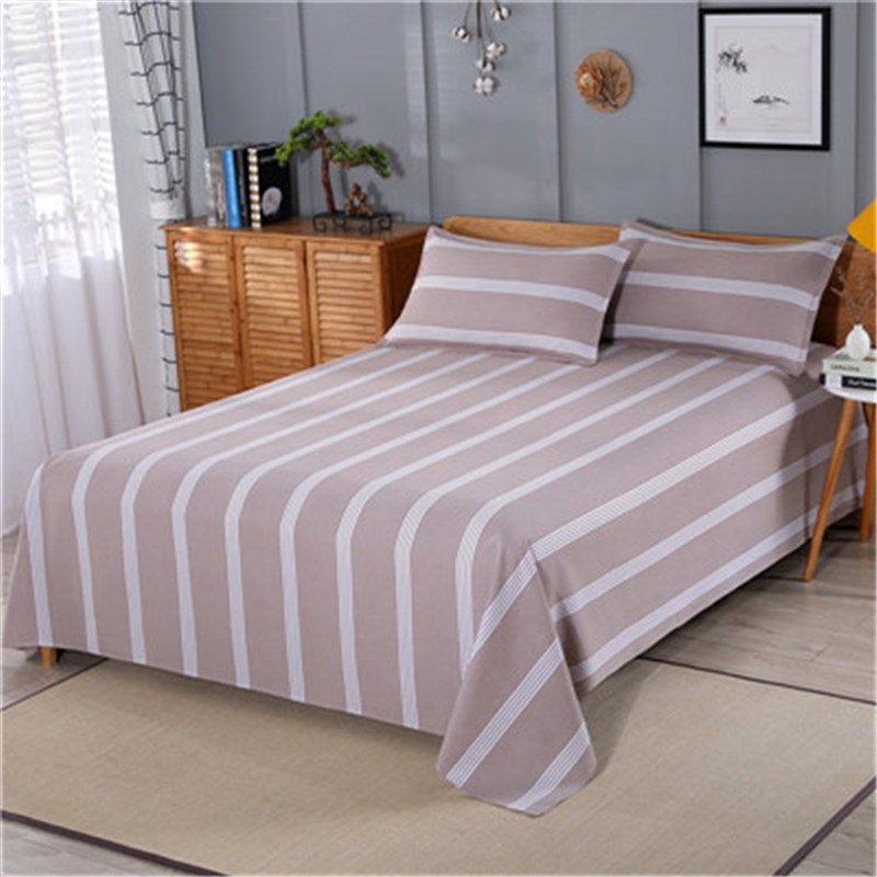 【不起球不掉色纯棉床单】加厚老粗布炕单学生宿舍床单三件套被套