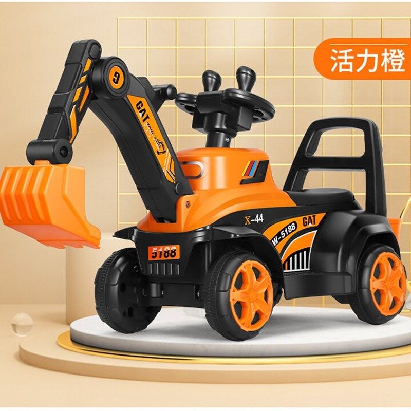 儿童电动挖掘机玩具车男工程车可坐可滑行加大P款钩机挖掘机工程