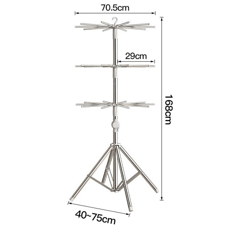 不锈钢晾衣架阳台落地多功能旋转式可伸缩衣架婴儿尿布简易晾晒杆