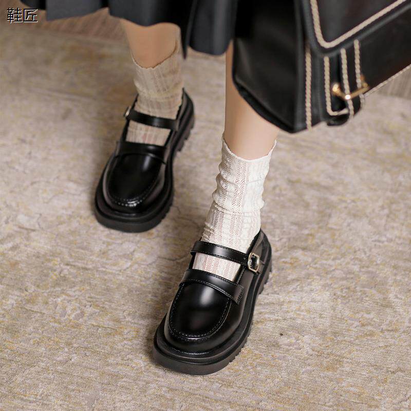 依依鞋女b2024年春季日系jk制服鞋松糕底学院风玛丽珍厚底高跟搭