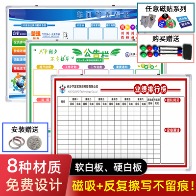 定制白板磁性写字看板打印刷工y厂车间管理公告栏业绩榜展示板墙