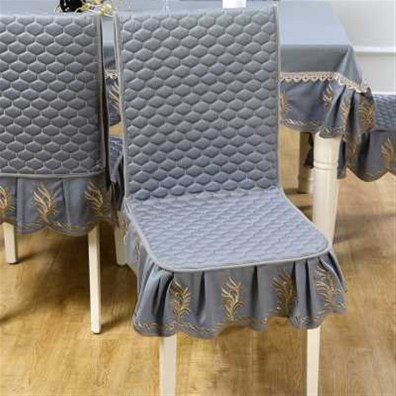 现代简约连体椅套罩纯色布艺餐桌布椅垫套装椅子套罩坐垫靠背一体