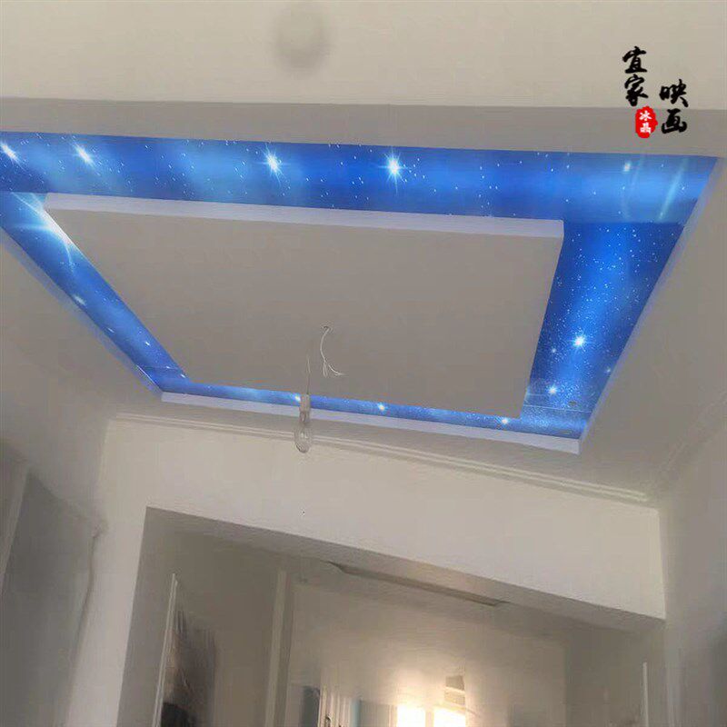艺术玻璃吊顶回字形装饰背景墙过道走廊客厅玄关吊顶透光玻璃