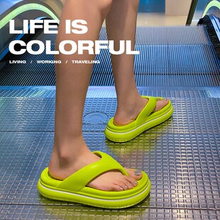人字拖女夏季外穿夹脚拖鞋防滑浴室厚底度假N海边夹板情侣游泳男