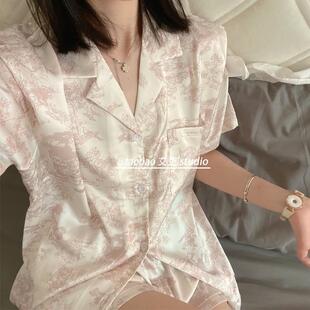 短袖 可爱薄款 冰丝睡衣女夏季 短裤 高级感2024年新款 甜美家居服套装