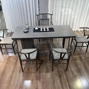家用客厅设计师简约办公室高级感茶台 岩板茶桌椅组合轻奢现代新款