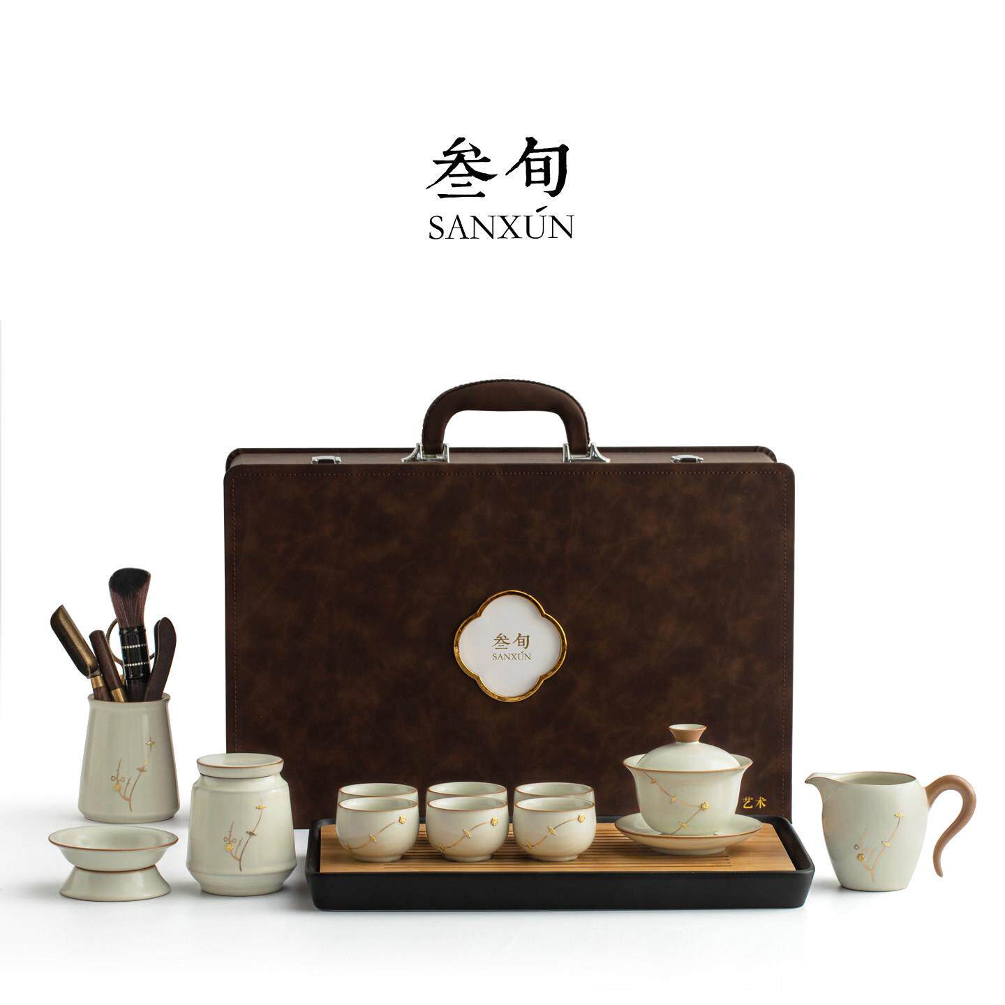 叁旬锔钉汝窑盖碗功夫茶杯茶具套装2026新款轻奢高档高端大气送礼