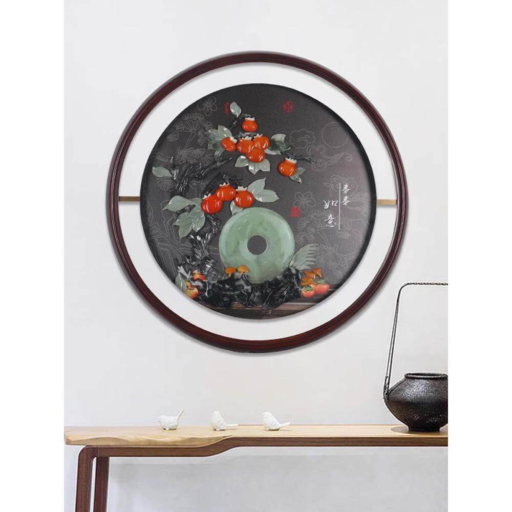 入户玄关装饰画客厅过道背景墙挂画3d立体浮雕玉雕新中式发光带灯